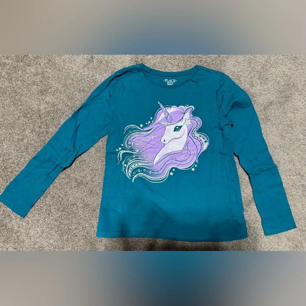 The Children's Place Teal and Pink Unicorn Sweaters